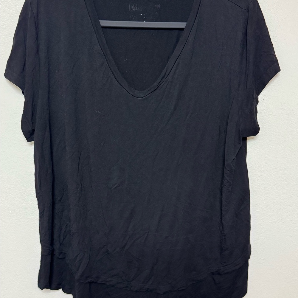 Latched Mama Boyfriend Black V-Neck Women's Nursing Top